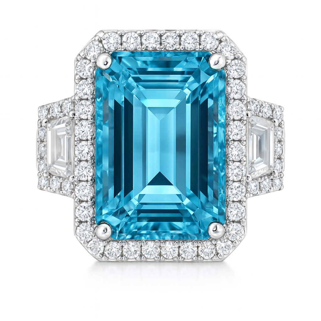 Handmade 18K White Gold Aquamarine Ring, 12.85ct