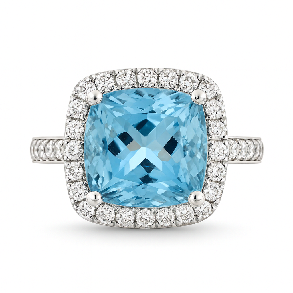 Handmade 18K White Gold Aquamarine Ring, 4.67ct