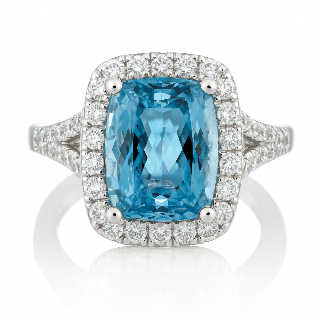 Handmade 18K White Gold Aquamarine Ring, 4.5ct
