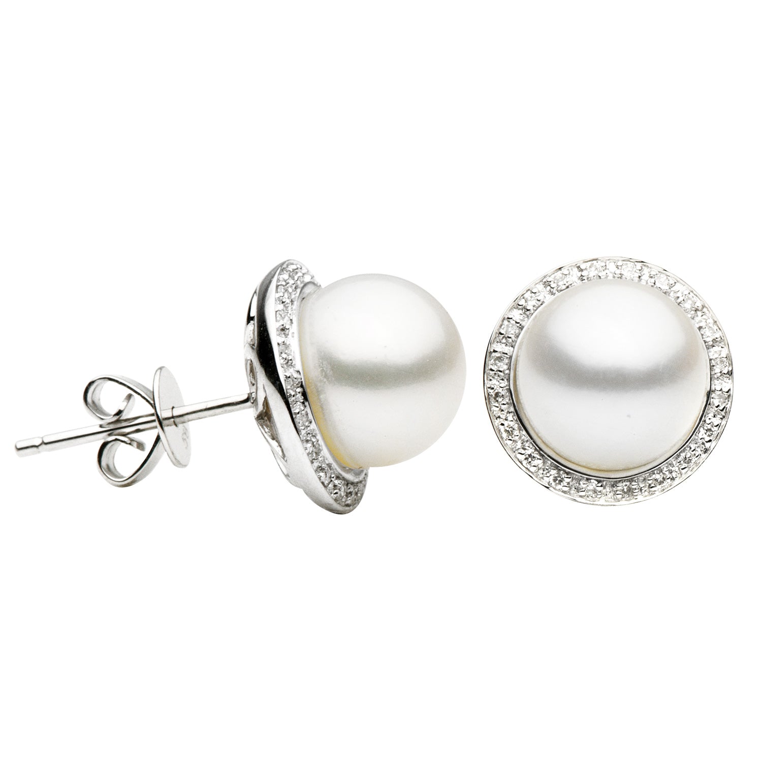 Akoya Pearl Earring with Diamond Halo