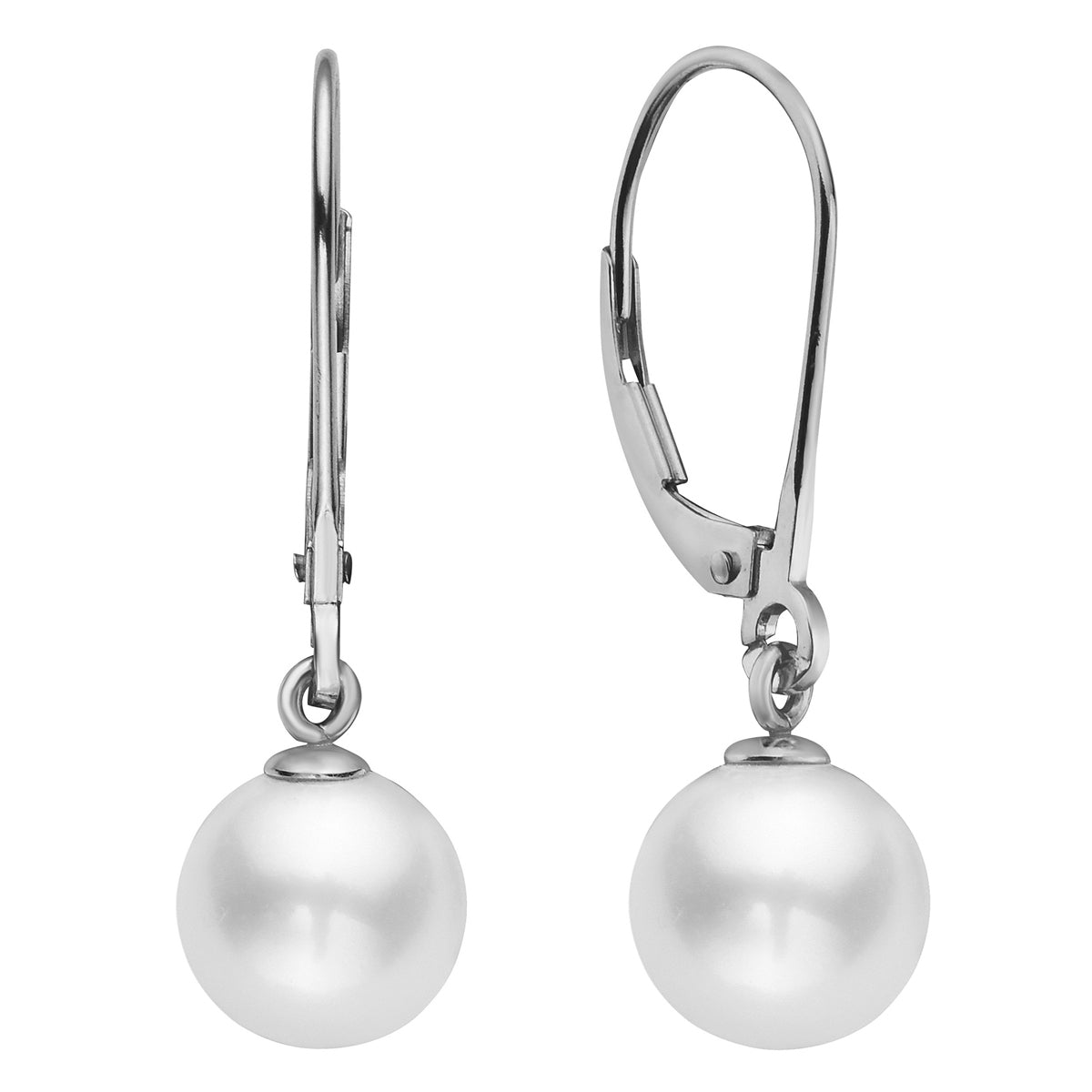 14K White Gold Freshwater Pearl Earrings, 8-9mm