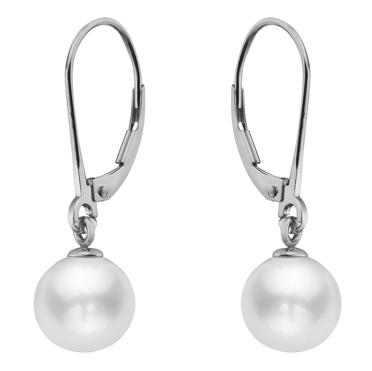 14K White Gold Freshwater Pearl Earrings, 8-9mm