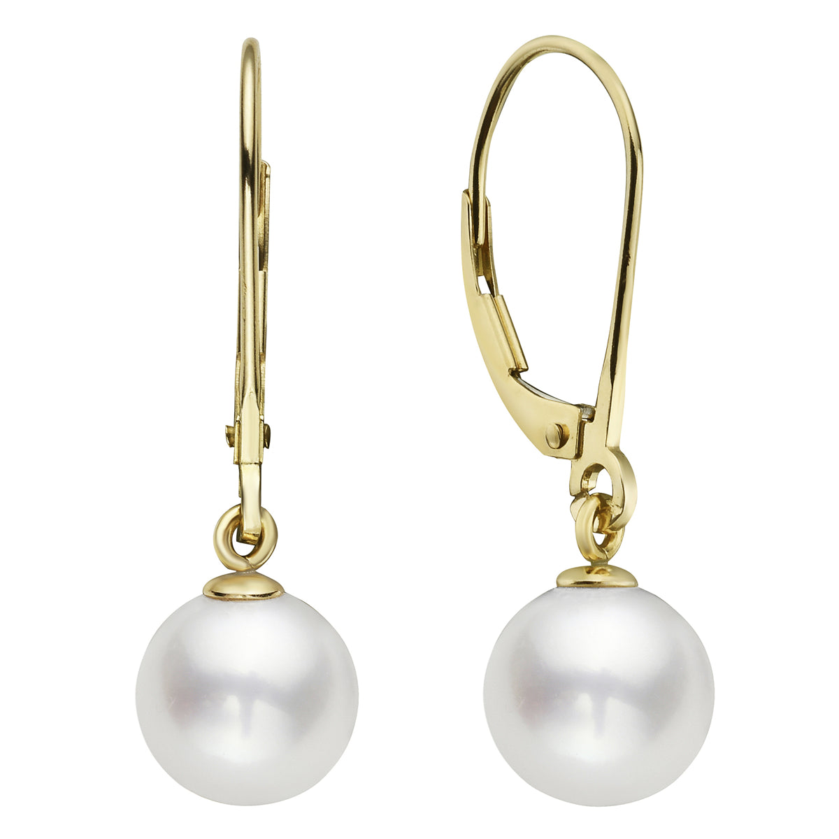 14K Yellow Gold Freshwater Pearl Earrings, 8-9mm
