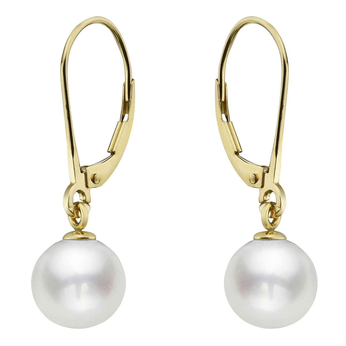 14K Yellow Gold Freshwater Pearl Earrings, 8-9mm