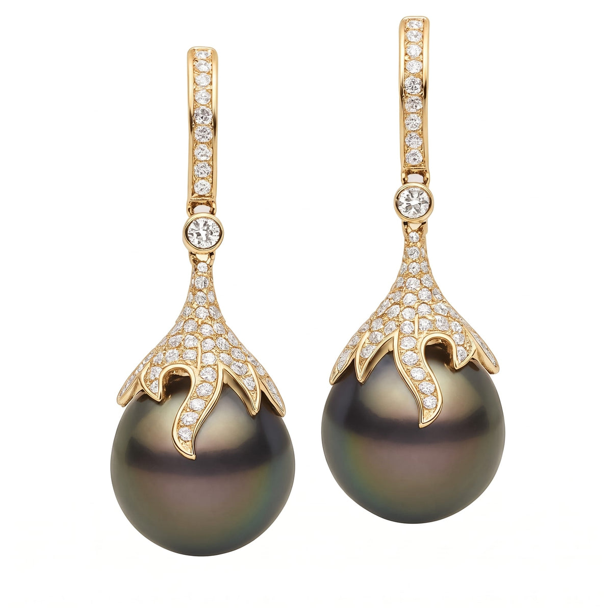 18K White Gold Tahitian Pearl Earrings