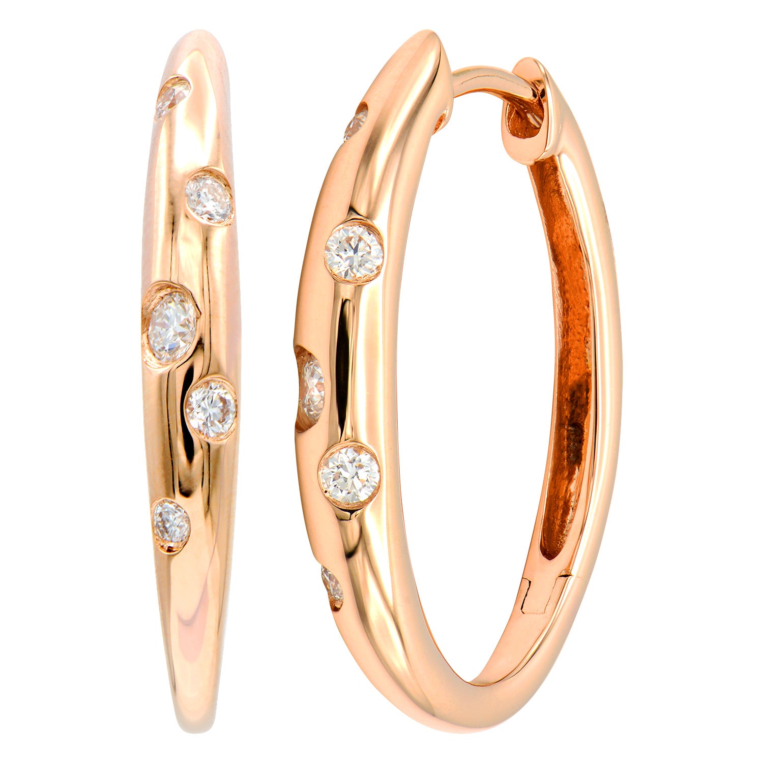14K Rose Gold Diamond Scatter Hoop