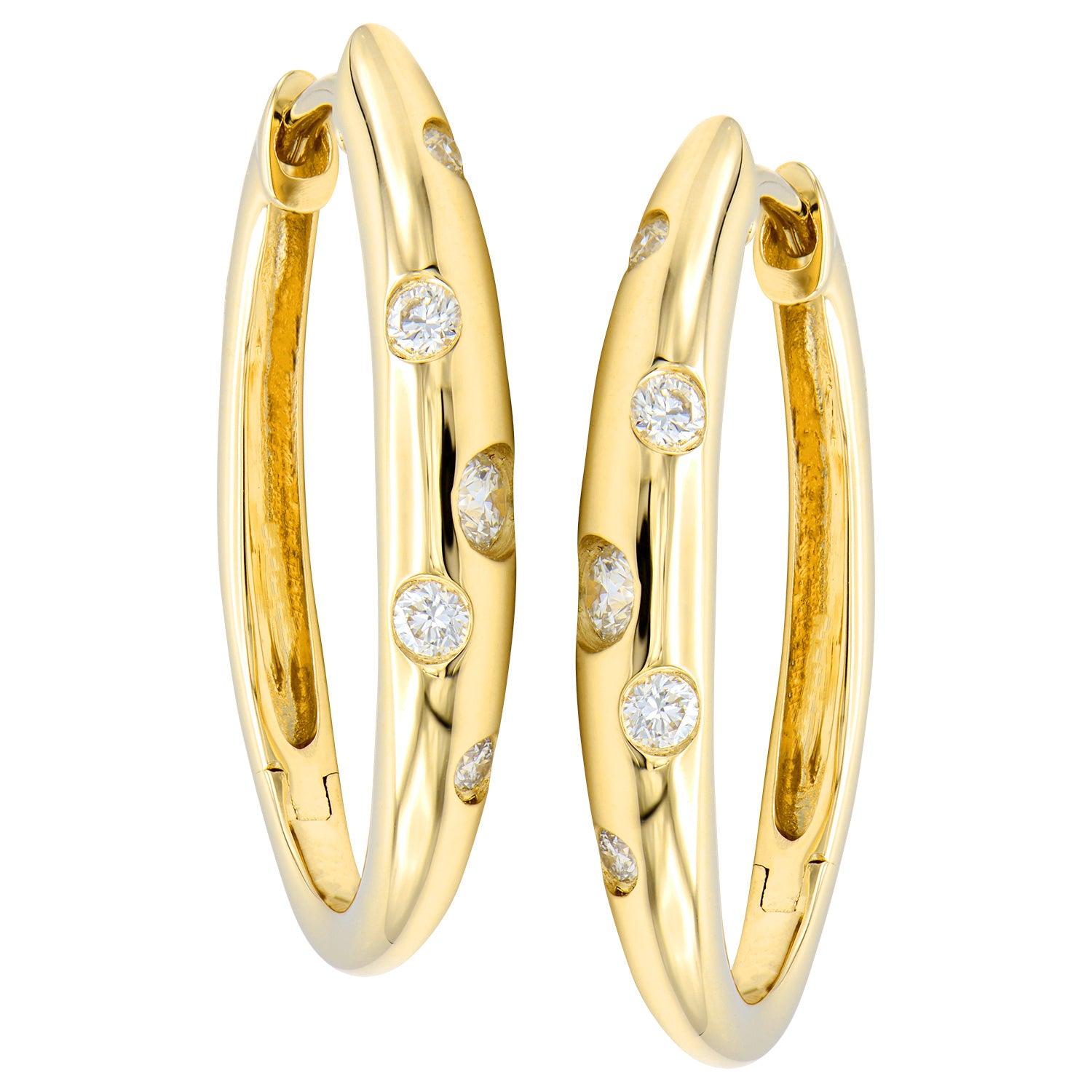 14K Yellow Gold Diamond Scatter Hoop, 0.18ct