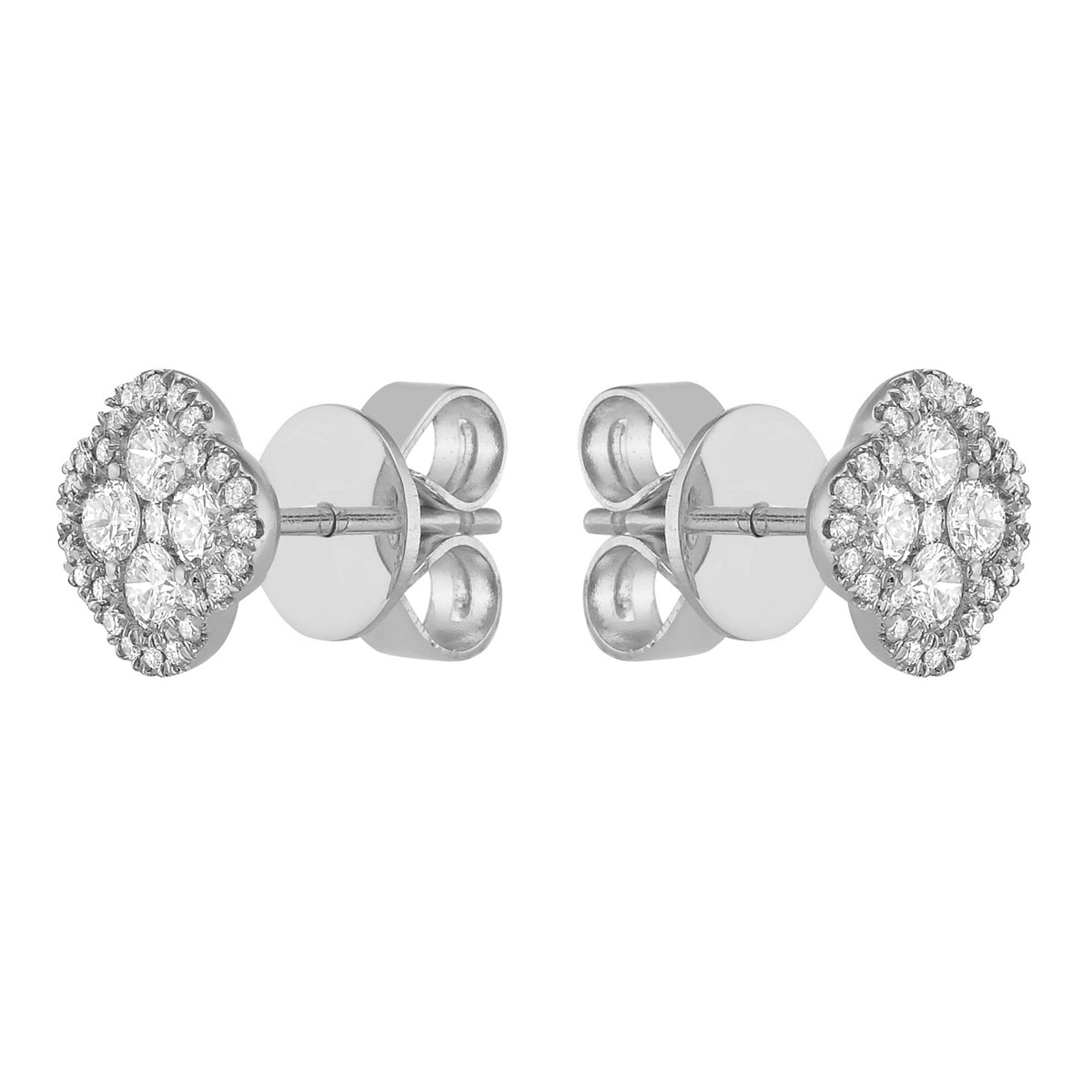 14 White Gold Diamond Clover Stud Earring - Small, 0.44ct