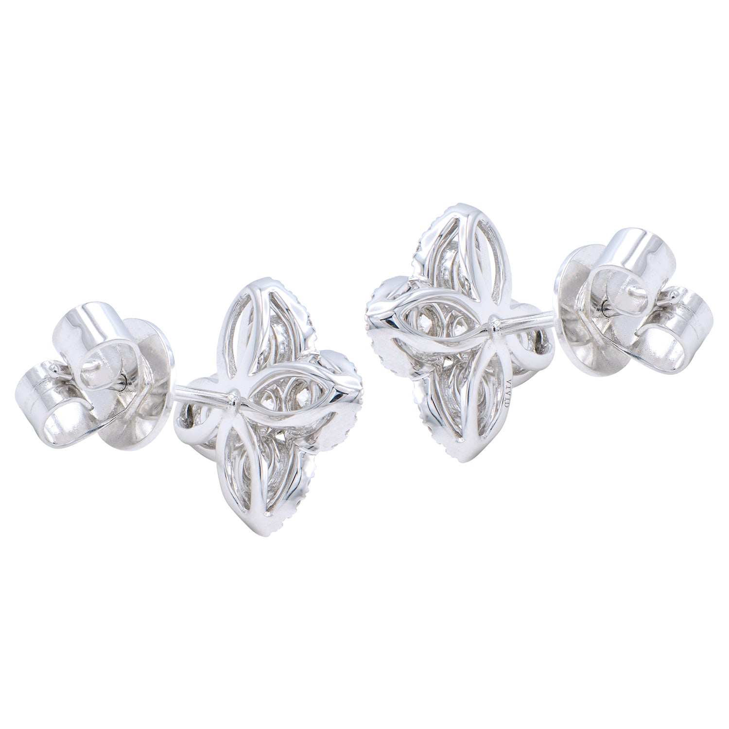 14K White Gold Diamond Open Flower Stud, 0.93ct