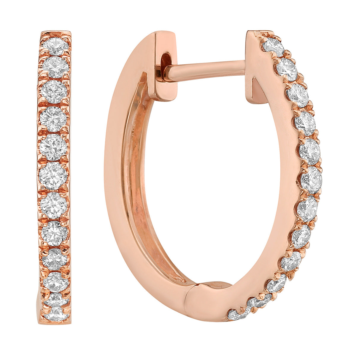 14K Rose Gold Classic Huggie Earring, 0.26ct