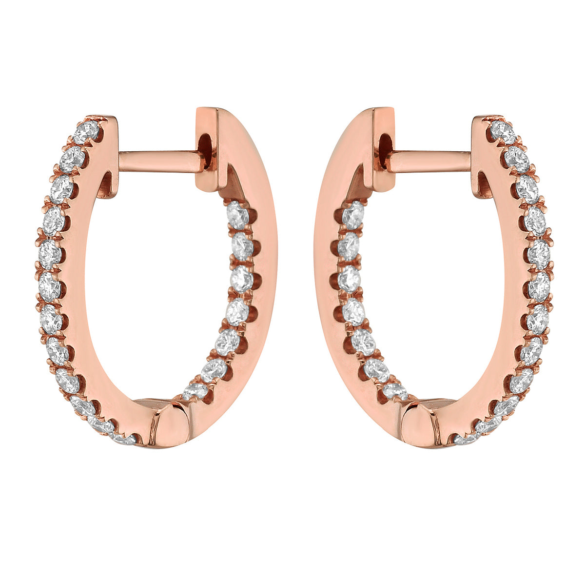 14K Rose Gold Inside Outiside Huggie Earring - Small, 0.42ct