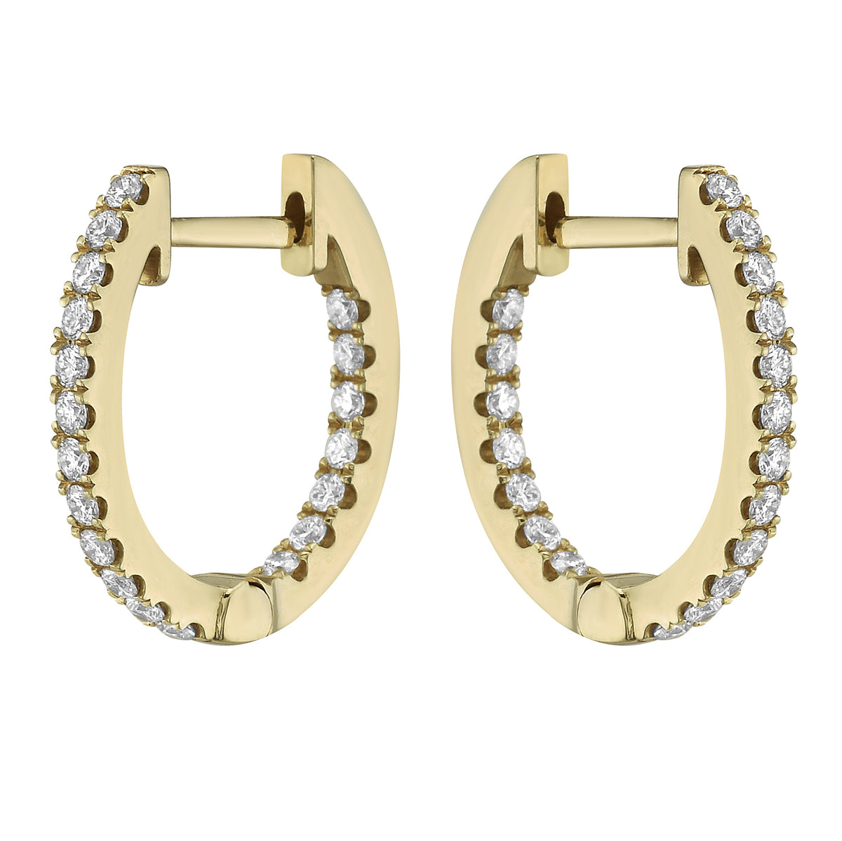 14K Yellow Gold Inside Outiside Huggie Earring - Small, 0.42ct