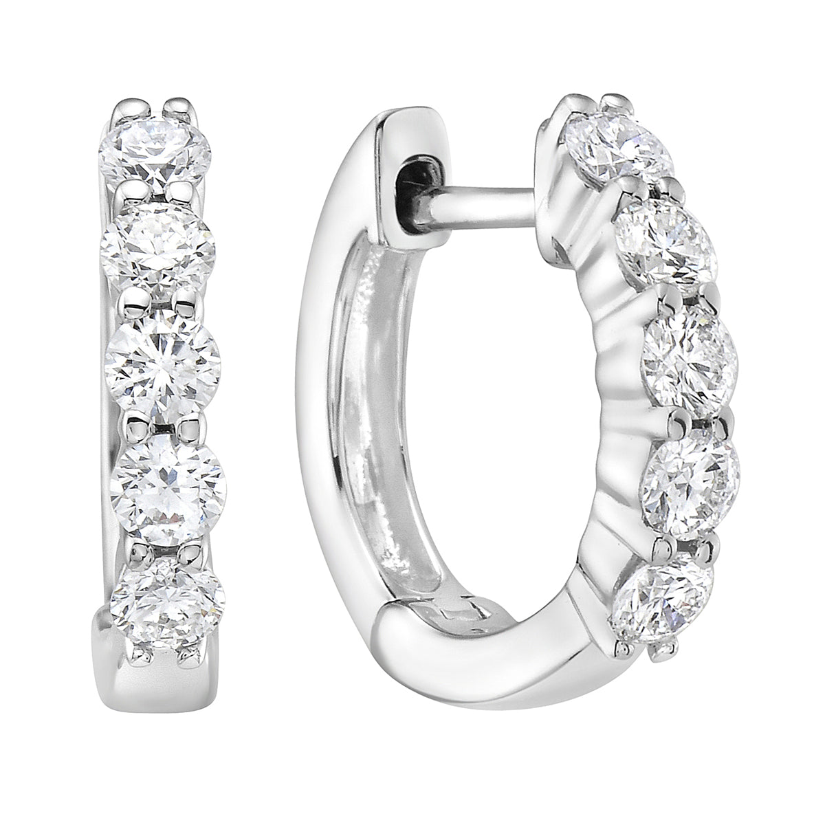 14K White Gold Diamond Hoop Earrings, 0.61ct