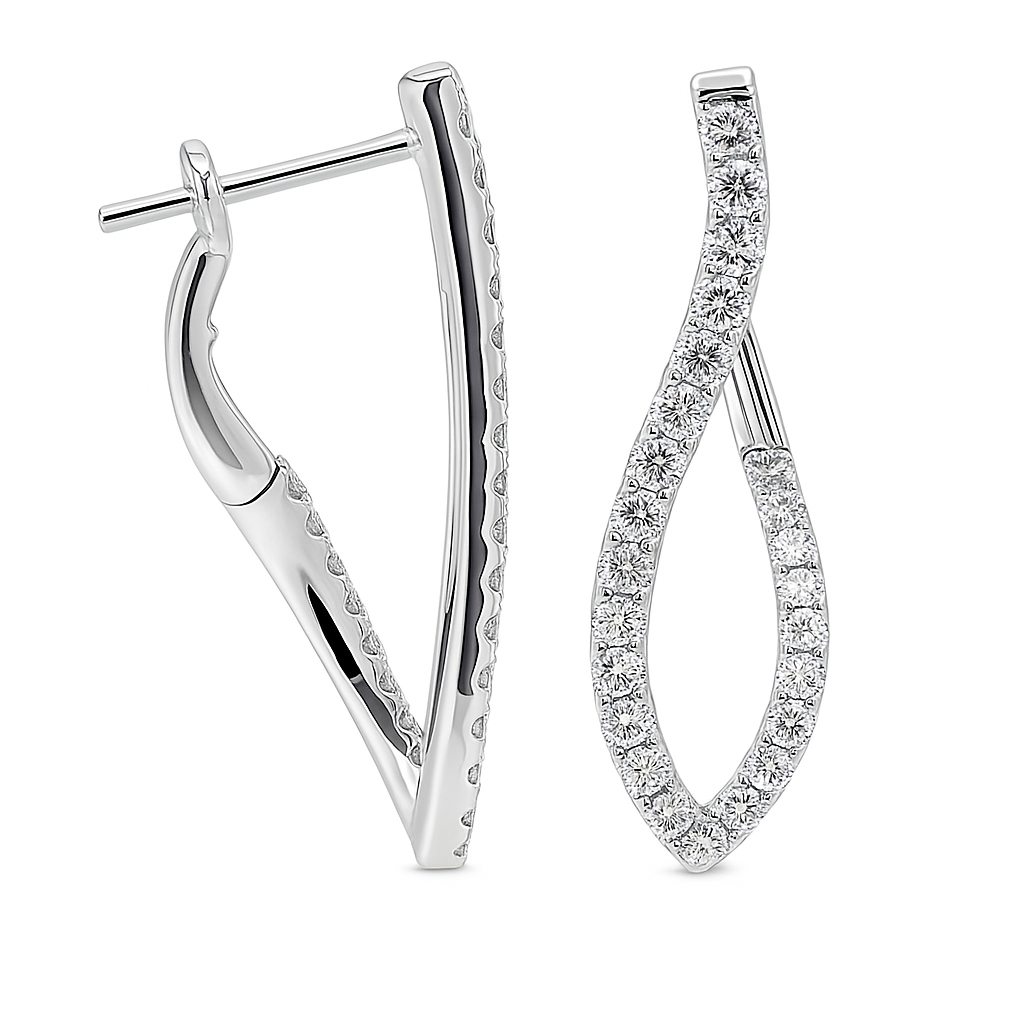 14K White Gold Diamond Earrings, 0.64ct