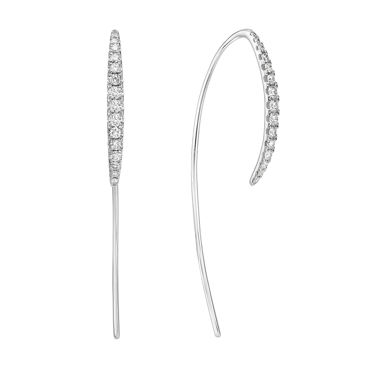 18K White Gold Diamond Earrings, 0.76ct