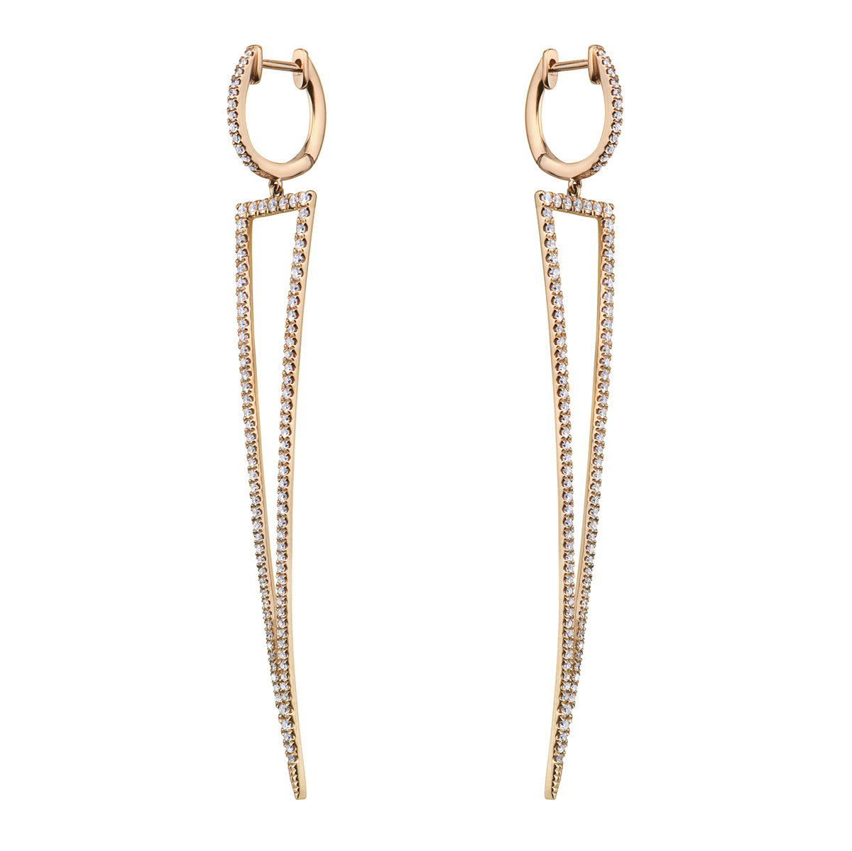 18K Rose Gold Diamond Hanging Earrings, 1.02ct