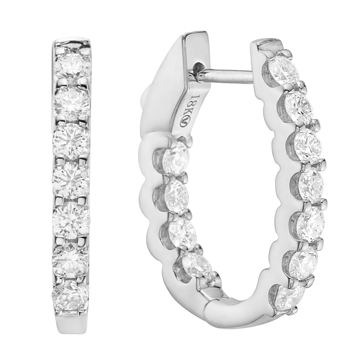 18K White Gold Diamond Earrings, 0.95ct
