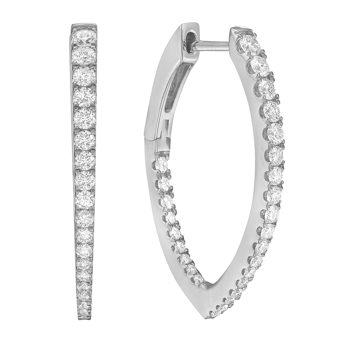 14K White Gold Diamond Earrings, 0.65ct