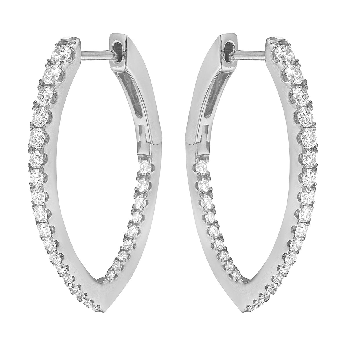 14K White Gold Diamond Earrings, 0.65ct