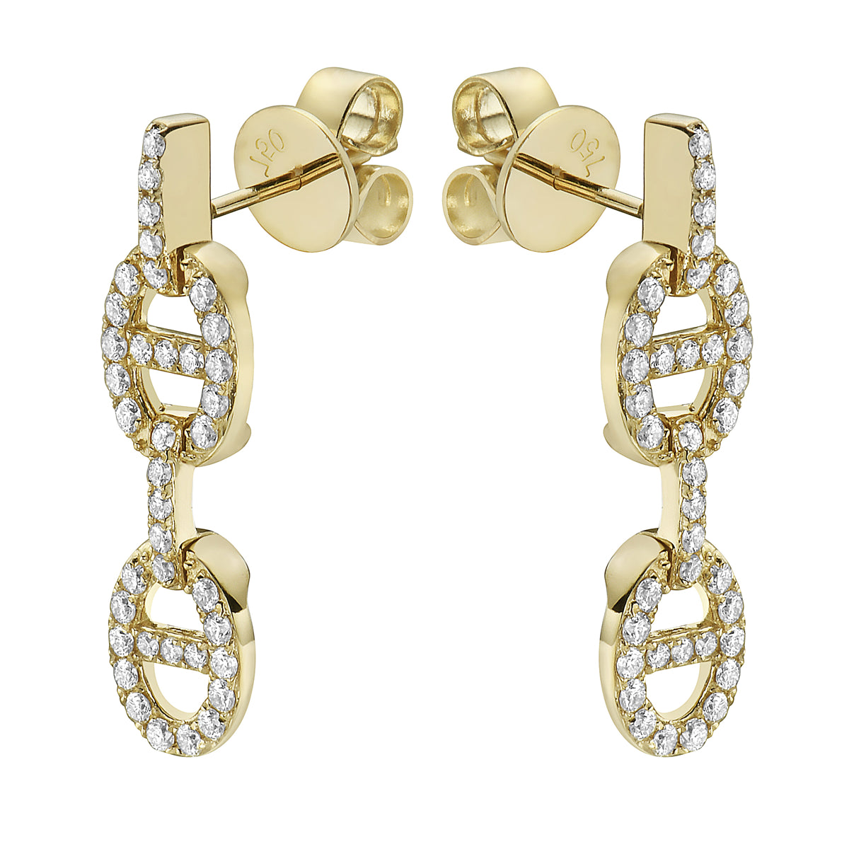 18K Yellow Gold Diamond Earrings, 0.68ct