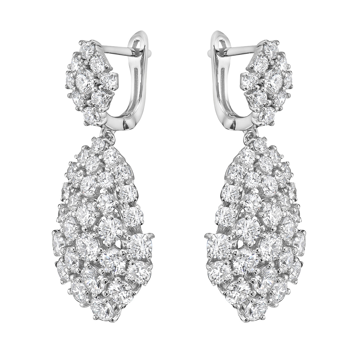 14K White Gold Diamond Hanging Earrings, 5.51ct
