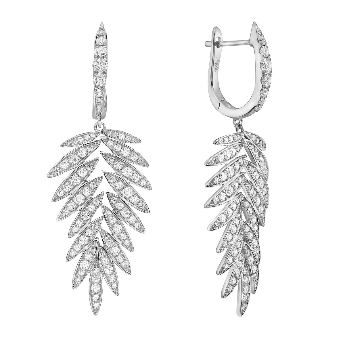 18K White Gold Diamond Earrings, 1.52ct
