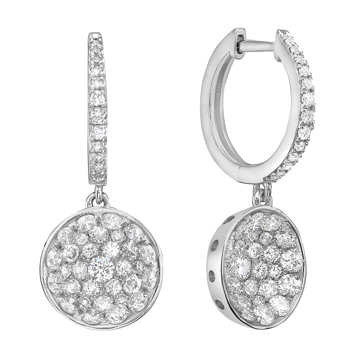 18K White Gold Diamond Earrings, 1.65ct