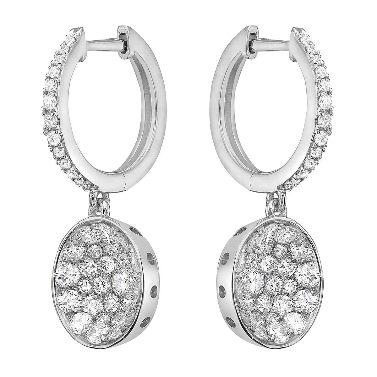 18K White Gold Diamond Earrings, 1.65ct