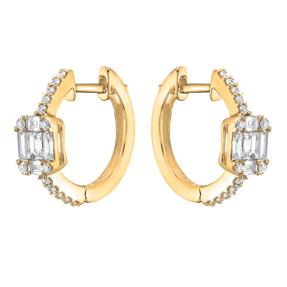 18K Yellow Gold Diamond Huggies Earrings, 0.5ct