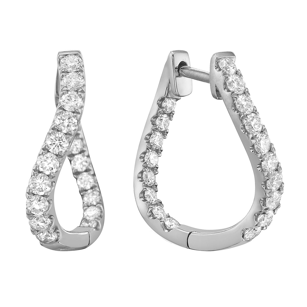 14K White Gold Round Diamond Earrings, 0.63ct