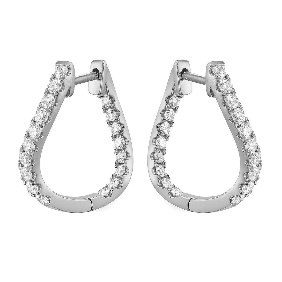 14K White Gold Round Diamond Earrings, 0.63ct