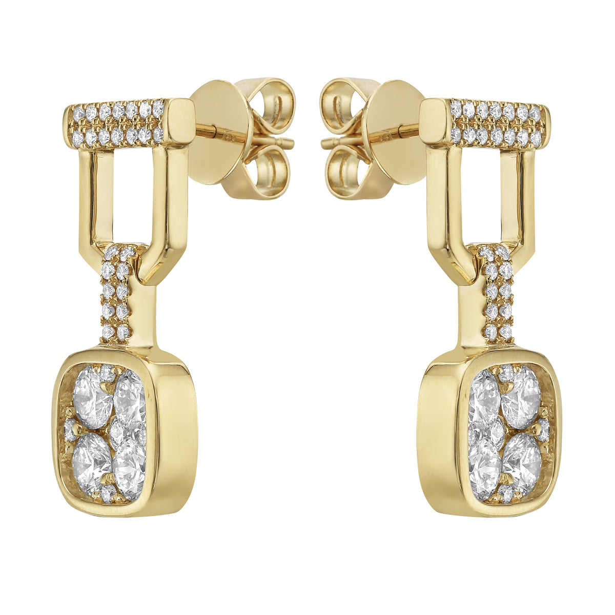 18K Yellow Gold Diamond Earrings, 1.71ct