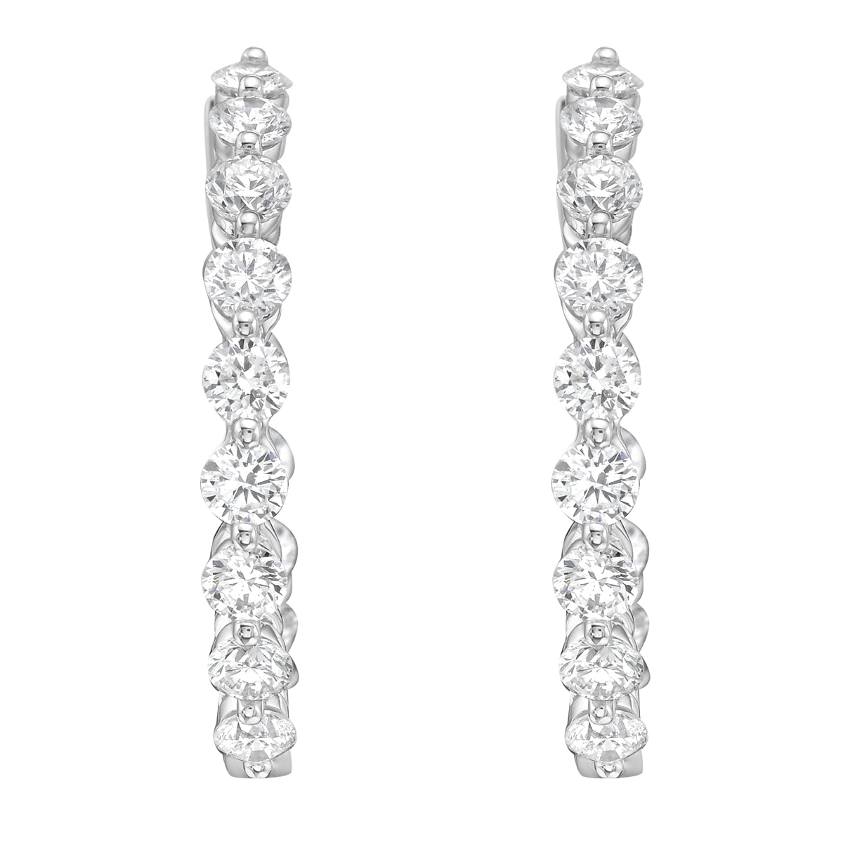14K White Gold Diamond Earrings, 2.95ct