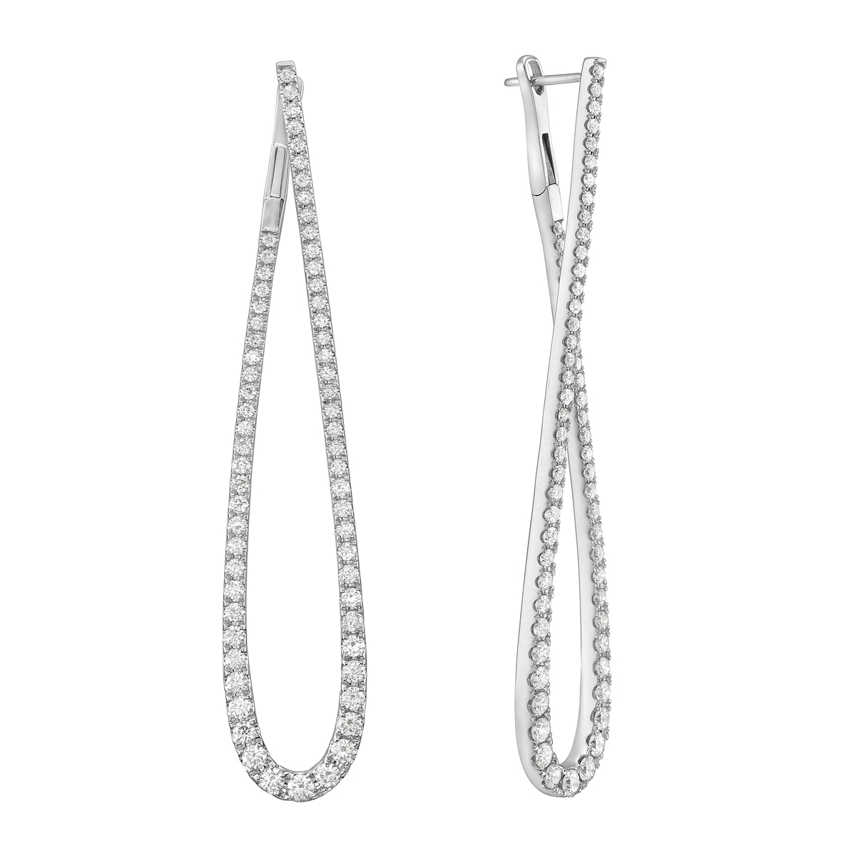 18K White Gold Diamond Earrings, 2.19ct