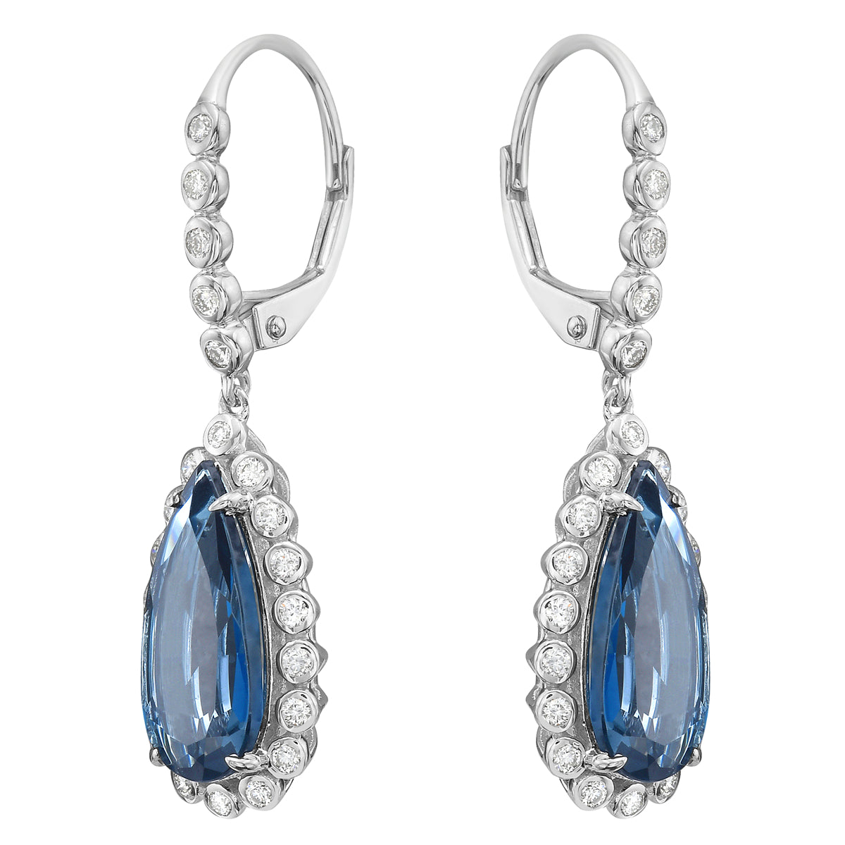 14K White Gold London Blue Topaz Earrings, 4.91ct