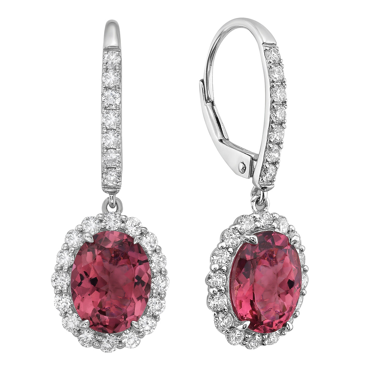 14K White Gold Pink Tourmaline Earrings, 3.59ct