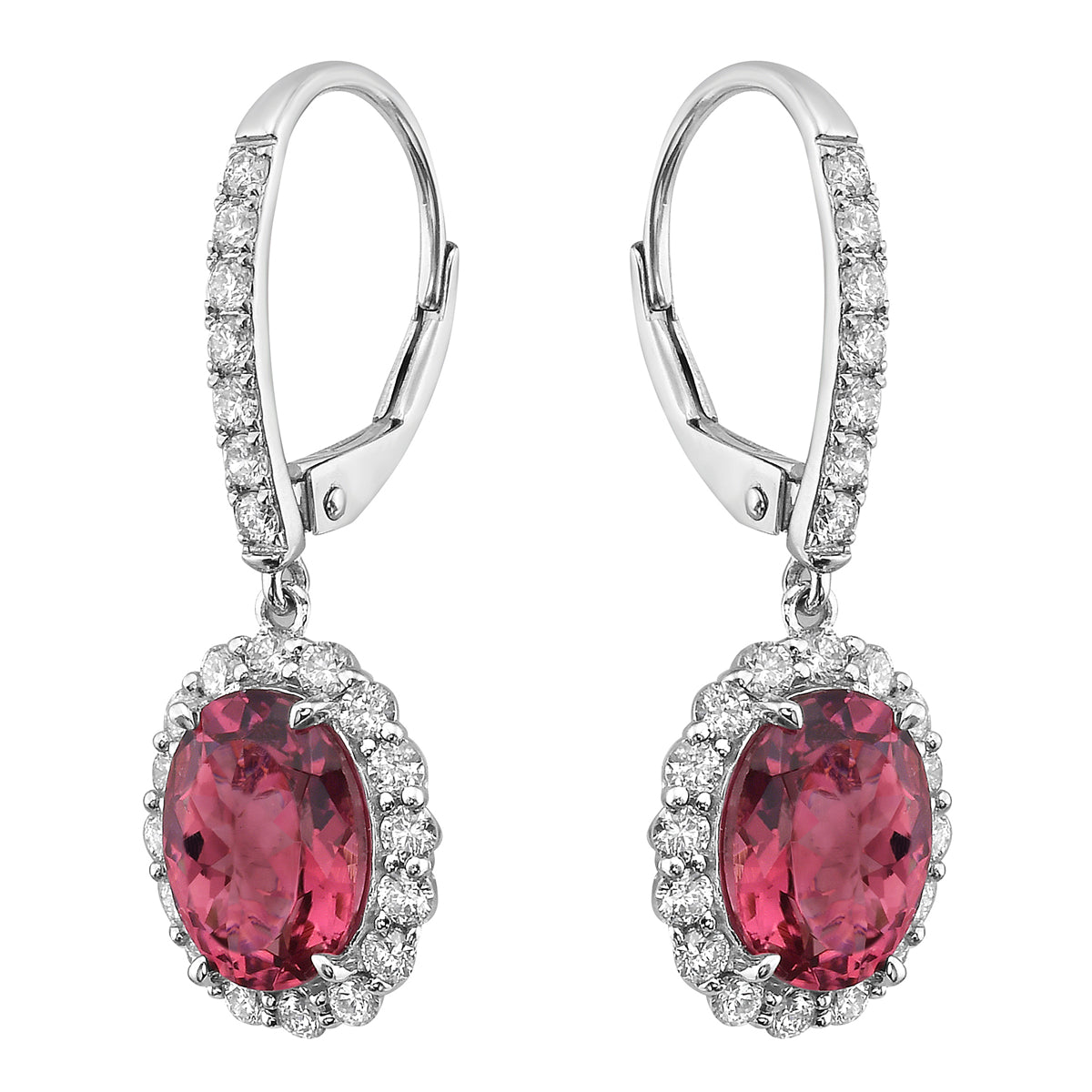14K White Gold Pink Tourmaline Earrings, 3.59ct