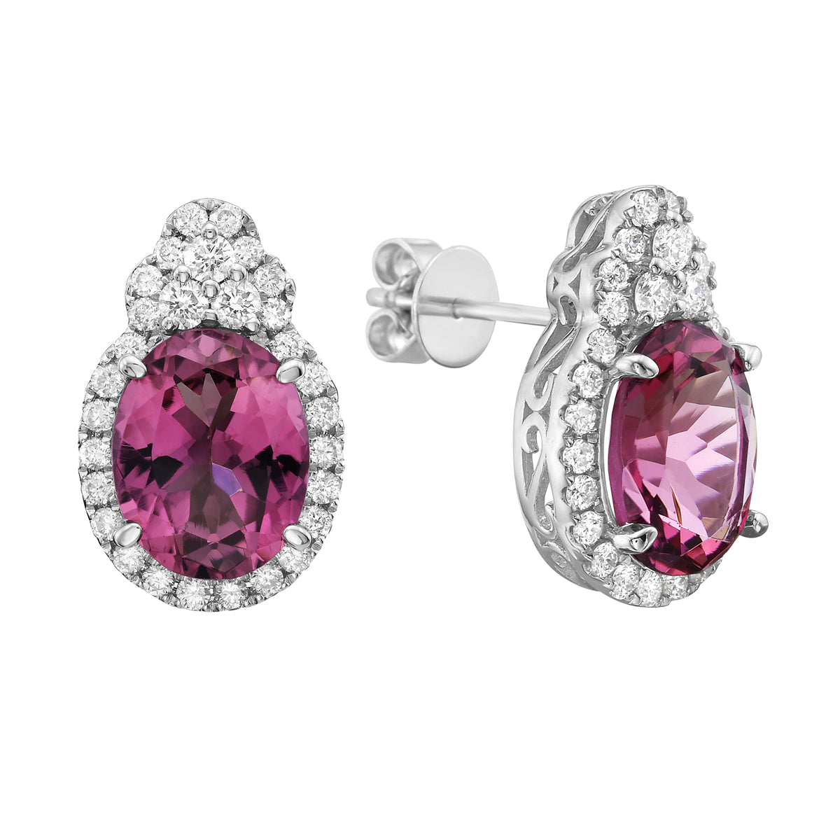 14K White Gold Pink Tourmaline Earrings, 3.47ct
