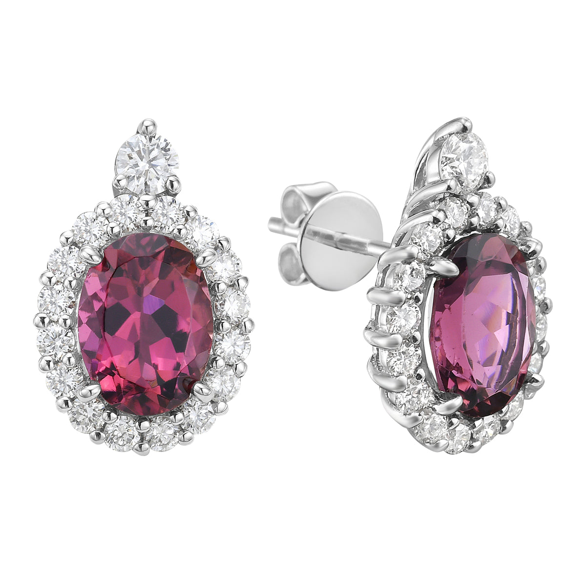 14K White Gold Pink Tourmaline Earrings, 2.46ct