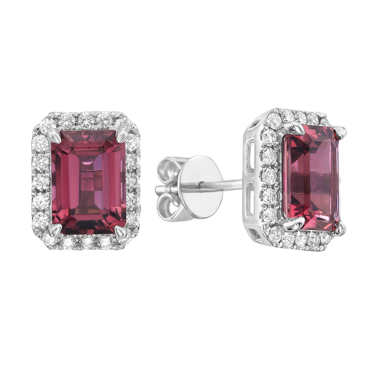 14K White Gold Pink Tourmaline Earrings, 2.07ct