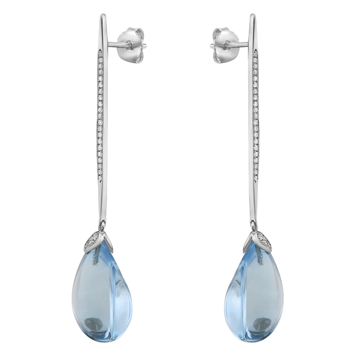 18K White Gold Sky Blue Topaz Earrings, 26.87ct
