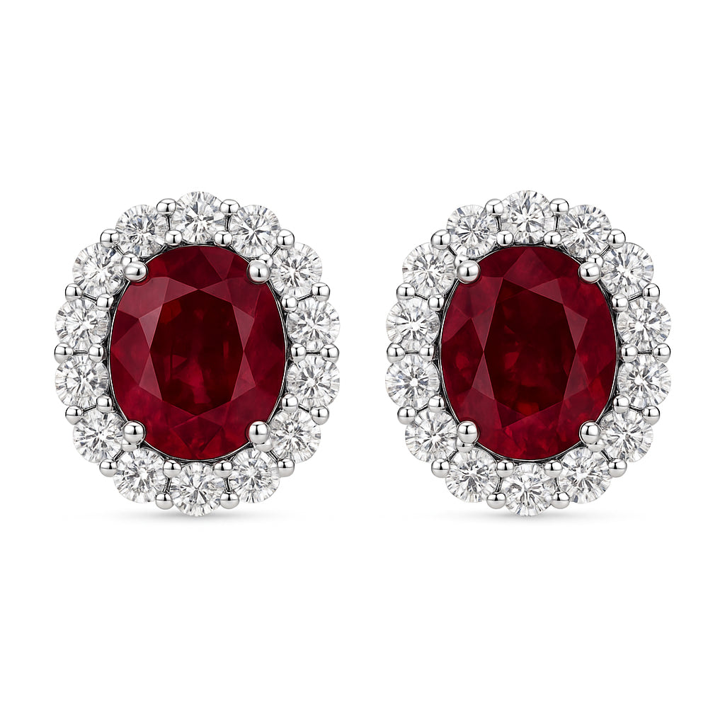 Handmade 18K White Gold Ruby Earrings, 2.25ct