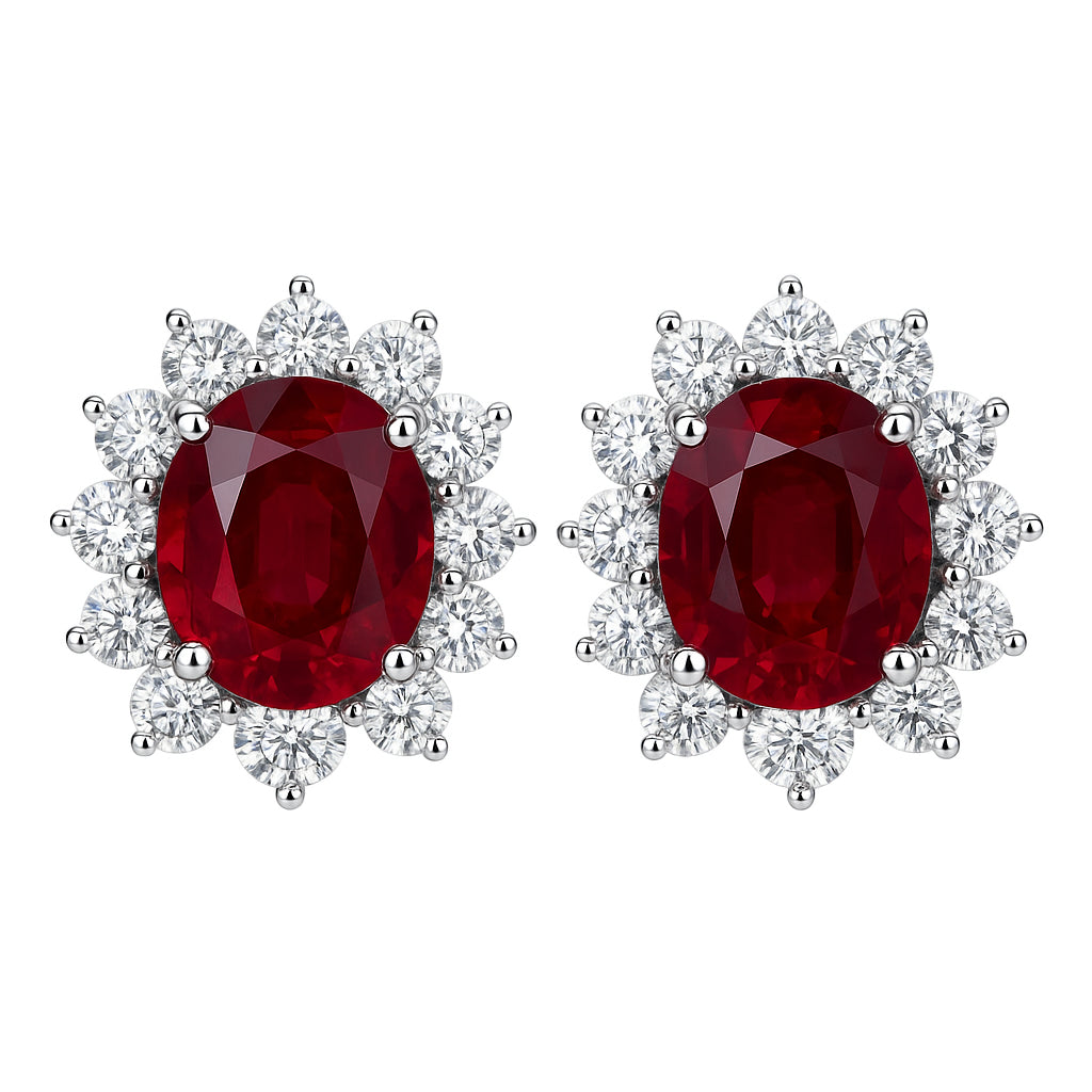 Handmade 18K White Gold Ruby Earrings, 2.44ct