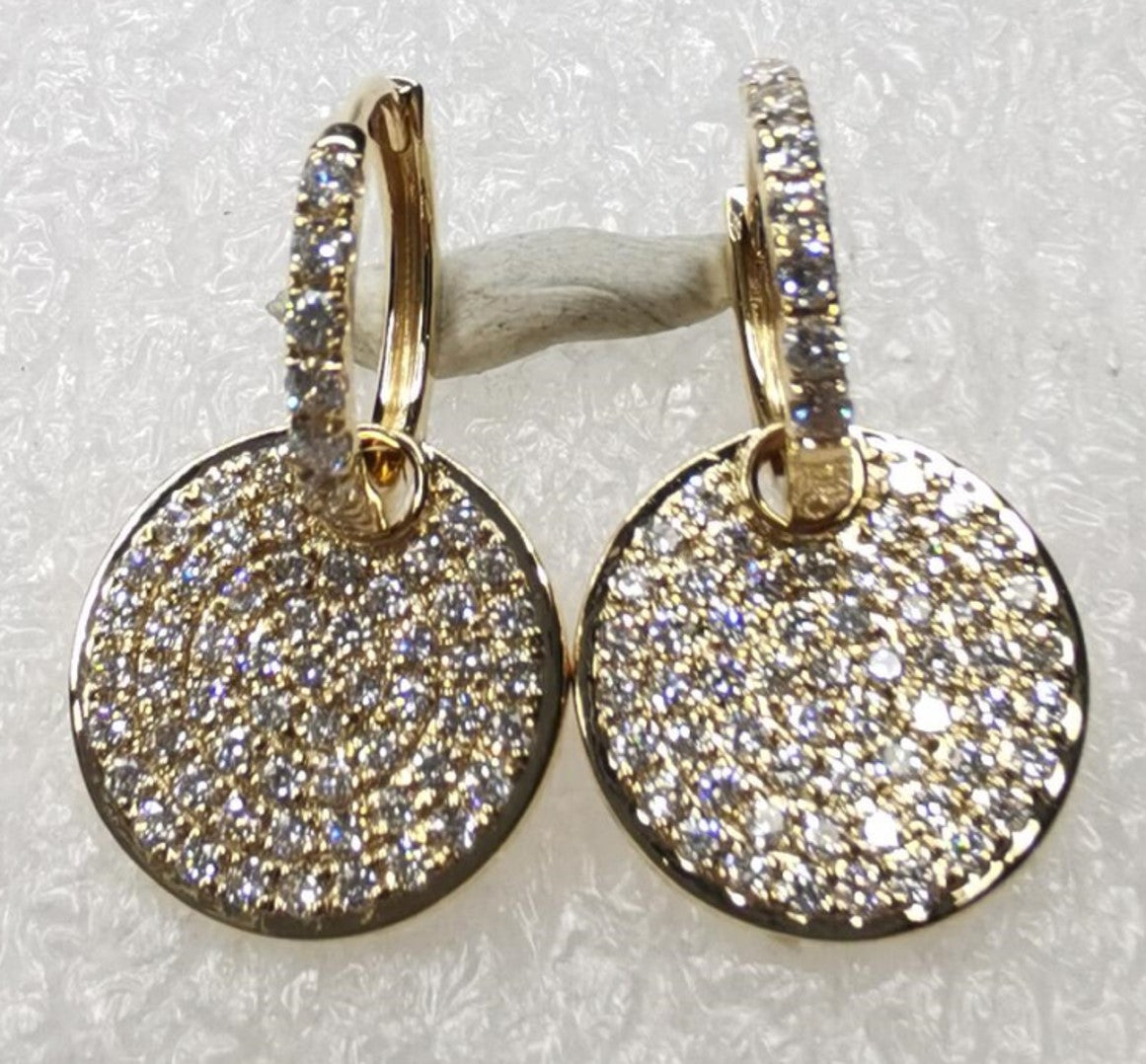 14K Yellow Gold Disco Huggies, 0.89ct