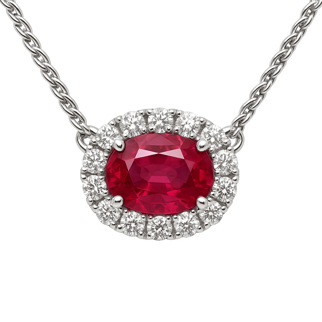 Handmade 18K White Gold Ruby Pendant, 1.06ct
