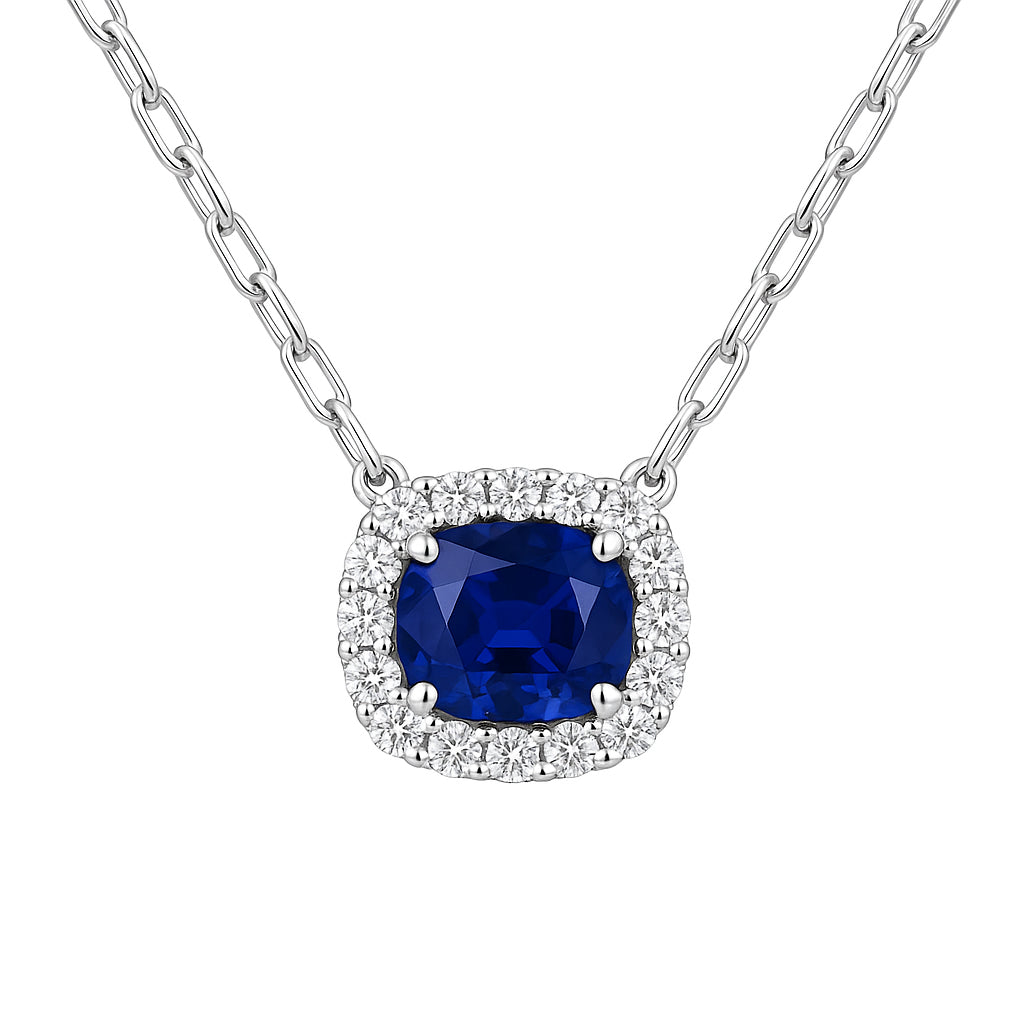 Handmade 14K White Gold Blue Sapphire Pendant, 1.88ct