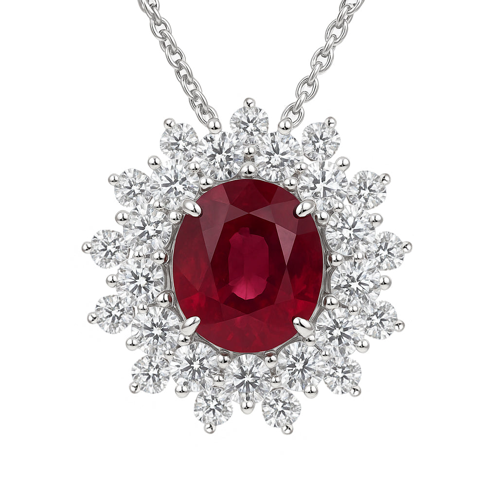 Handmade 18K White Gold Ruby Pendant, 2.59ct