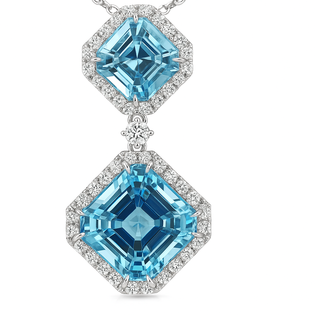Handmade 18K White Gold Aquamarine Pendant, 8.49ct