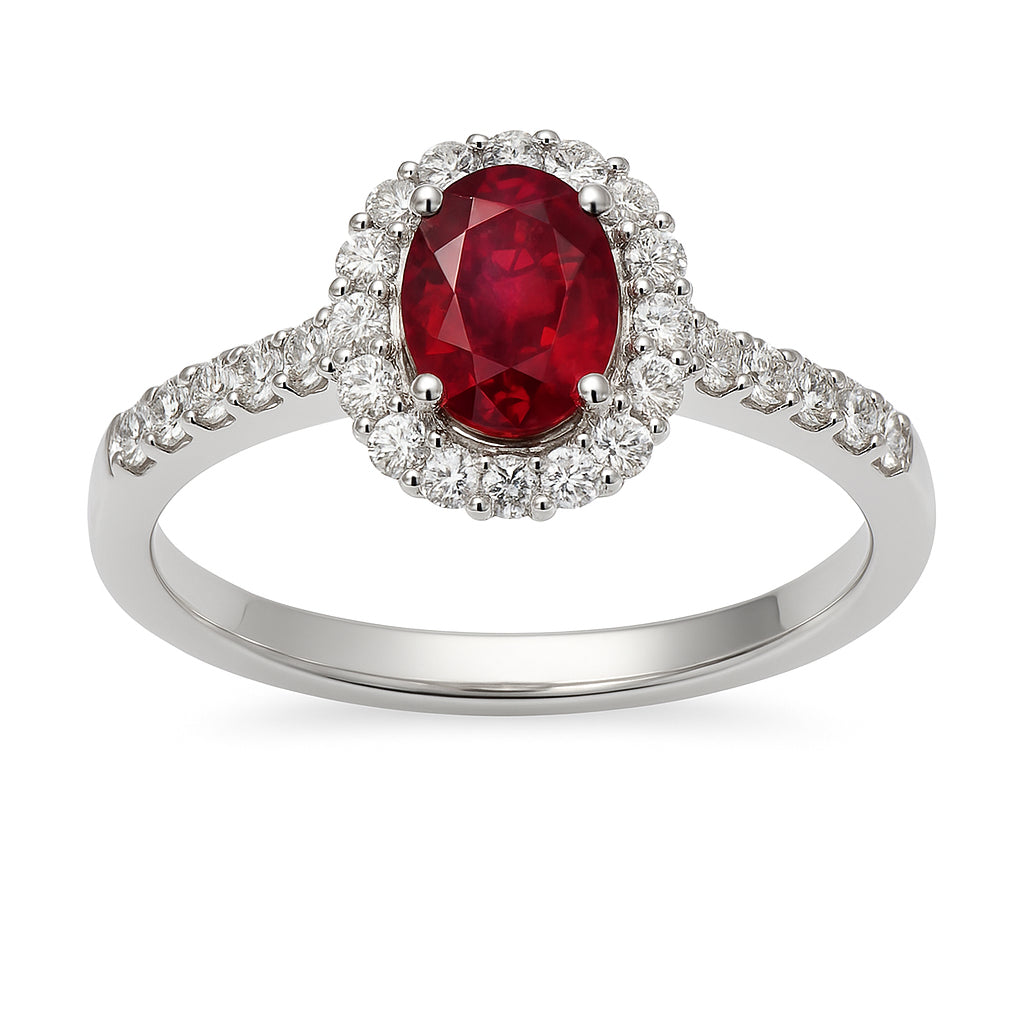 Handmade 18K White Gold Ruby Ring, 1.01ct