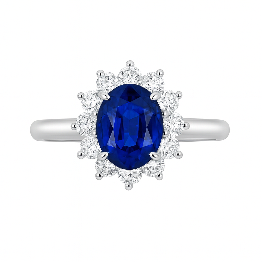 Handmade 18K White Gold Blue Sapphire Ring, 2.03ct